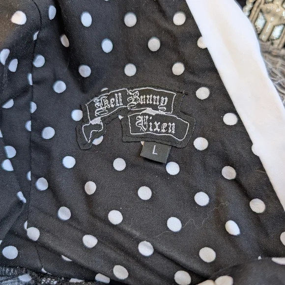 Hell Bunny Navy Polka Dot Midi Dress - Picture 7 of 7